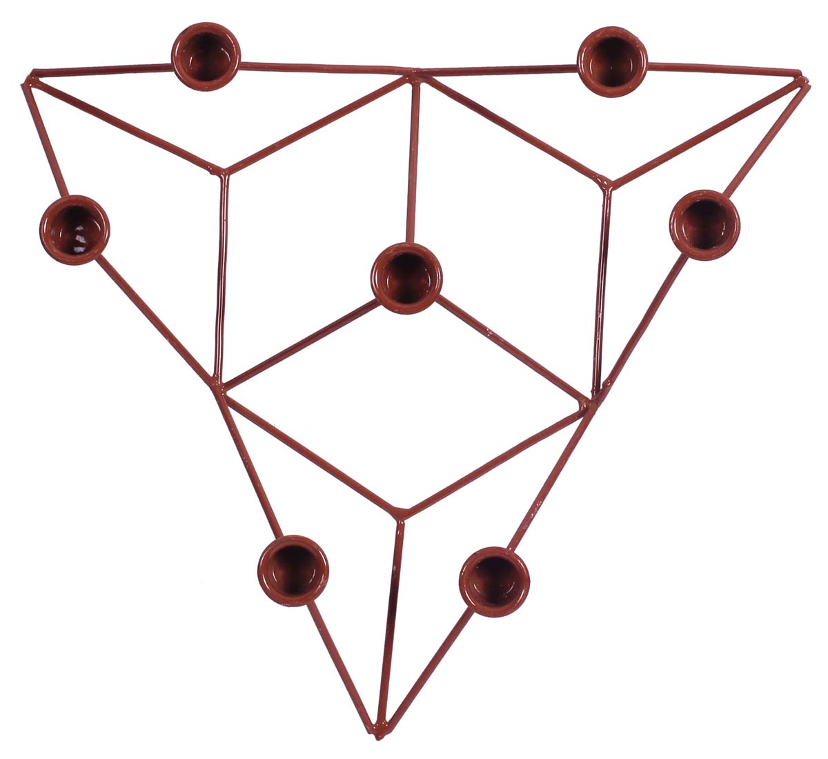 Multiple Taper Candle Holder – Cast in Iron – 3D Geometric Design – Hand-Painted in Brown Color – Metal Candelabras – Unique Candle Décor - Buy in Bulk Wholesale